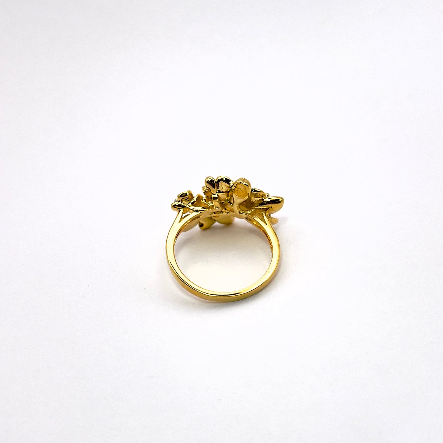 Rchi Gold Plated Enamel Marine Flower Ring