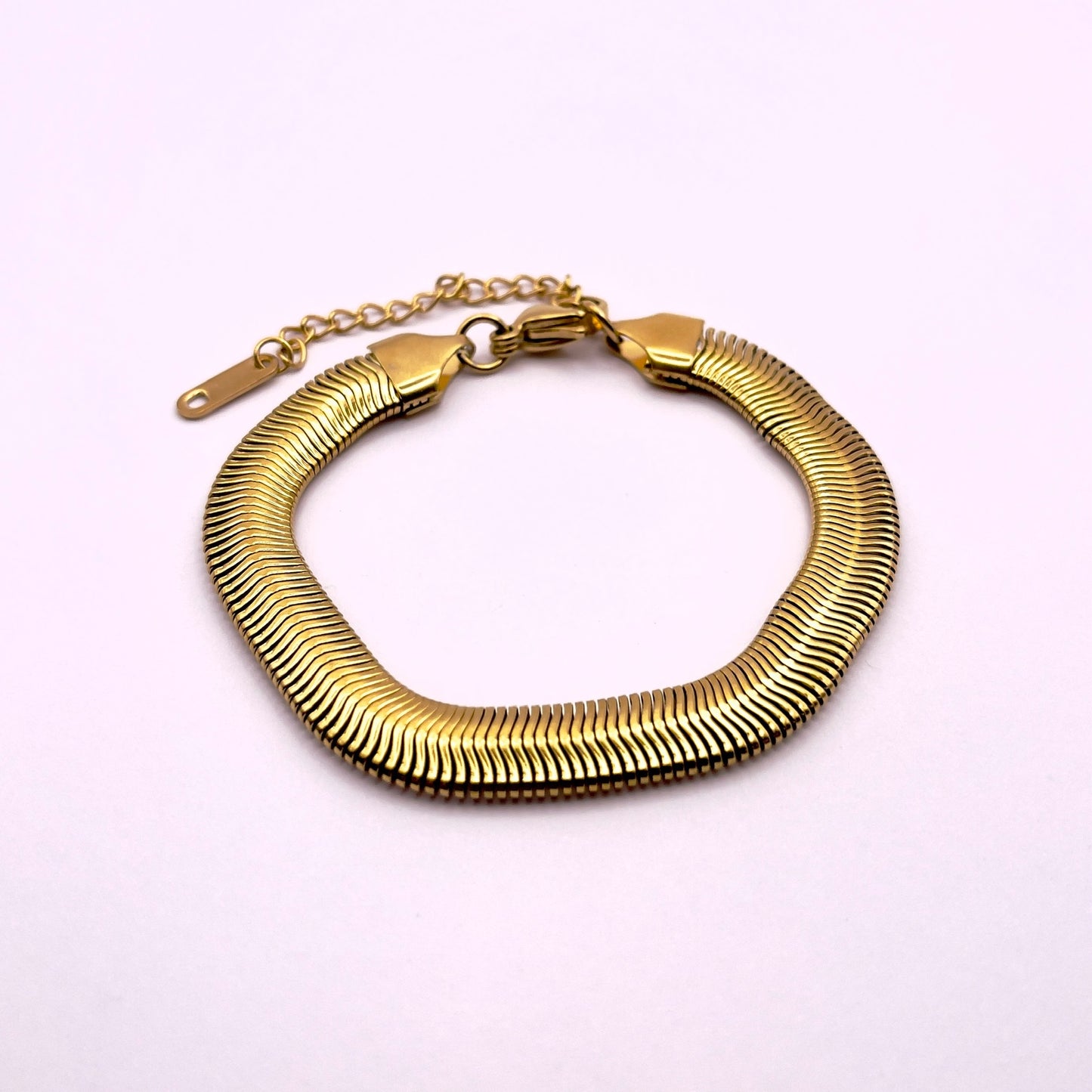 Ohis Wide Gold Snake Bracelet