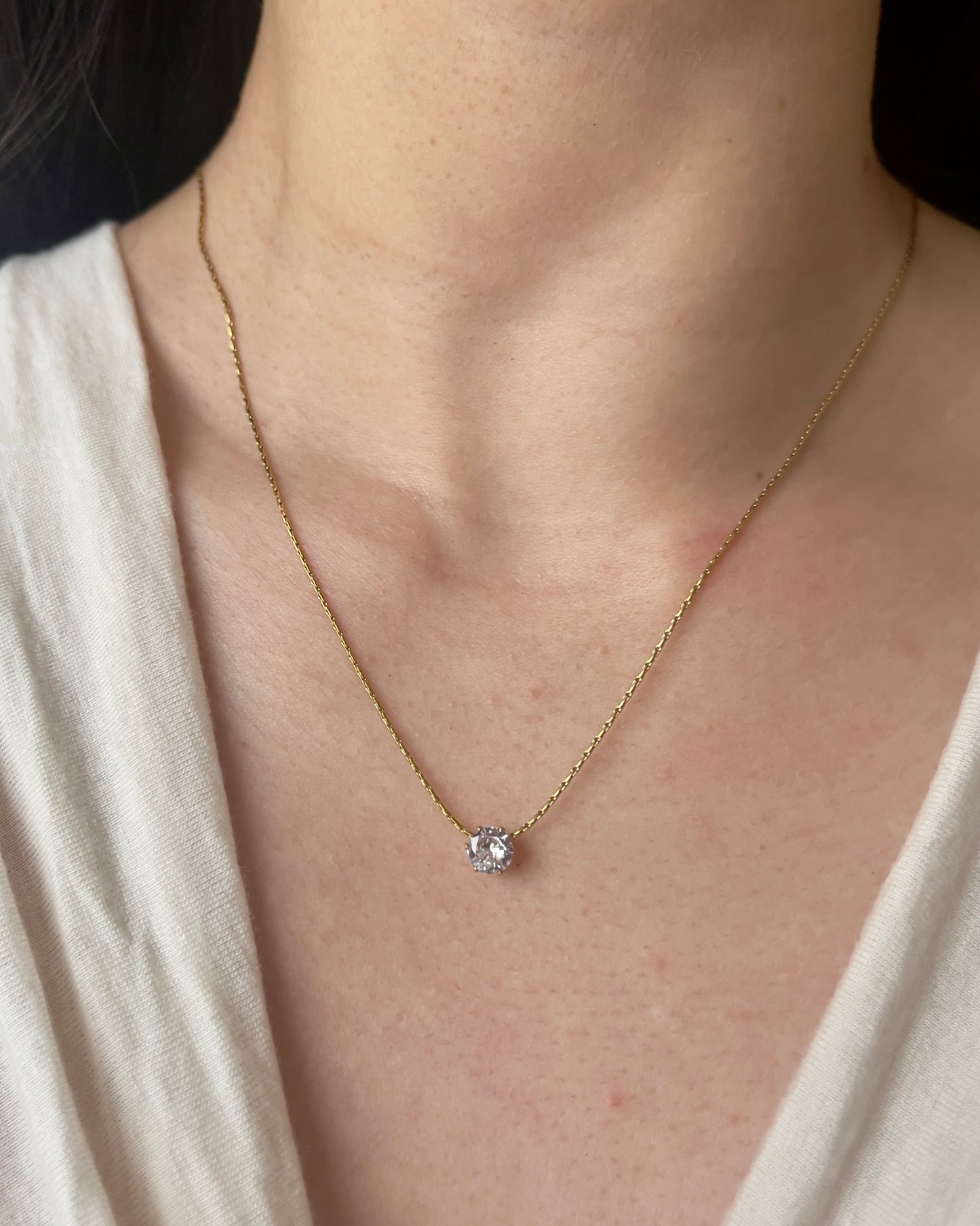 Lidi Simple Round Zircon Gold Plated Necklace