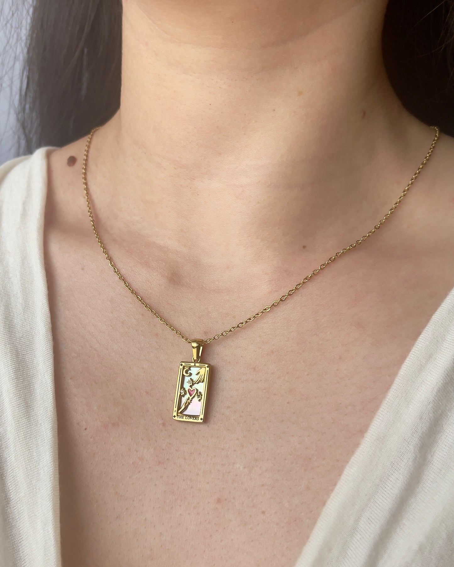 Irai:Lovers Alluring Gold Plated Tarot Necklace