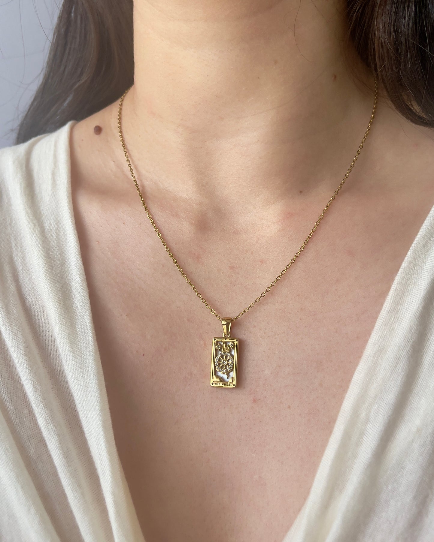 Irai:Wheel Alluring Gold Plated Tarot Necklace