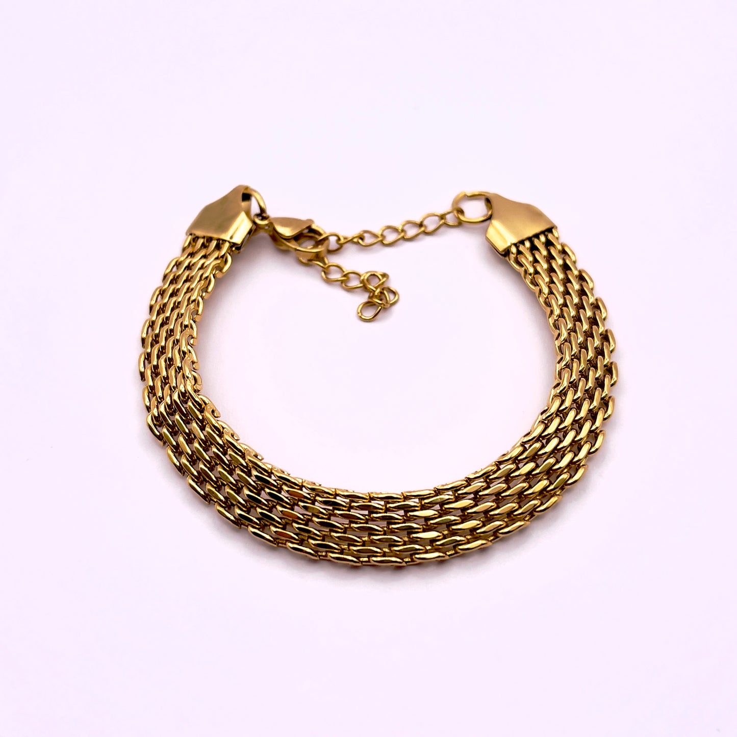 Ansi Wide Gold Weave Bracelet