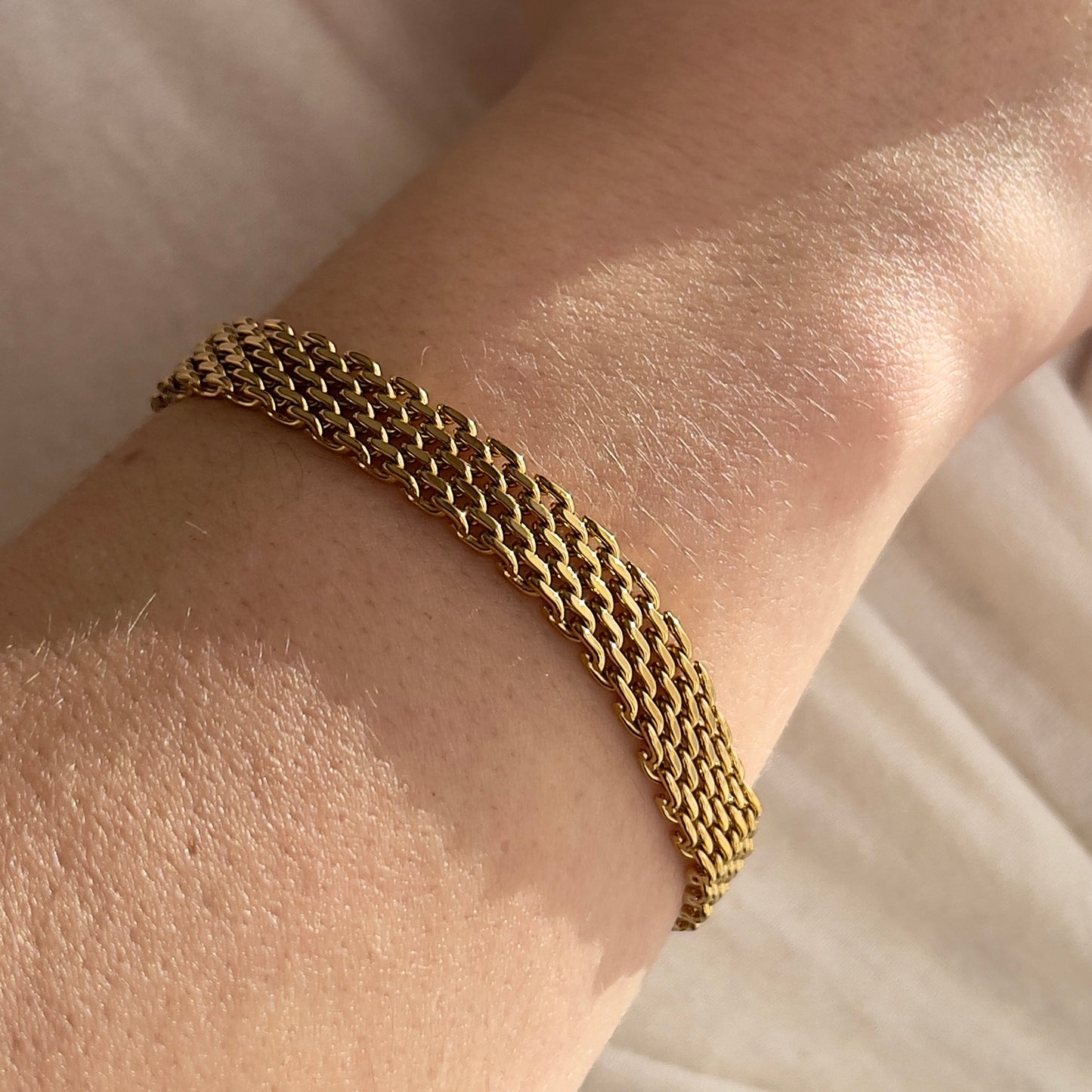 Ansi Wide Gold Weave Bracelet